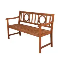 Red Barrel Studio Armany 51.2" 3-Seat Circle-Back 600-Lbs Support Acacia Wood Outdoor Garden Patio Bench, Grey
