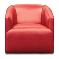 Hello Sofa Home Citi Top Grain Leather Swivel Club Armchair with Waterfall Seat
