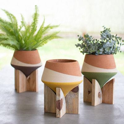 Joss & Main Lisette 3-Piece Clay Pot Planter Set in Patio & Garden Furniture