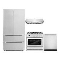 Cosmo 4 Piece Kitchen Package with French Door Refrigerator & 36" Freestanding Gas Range