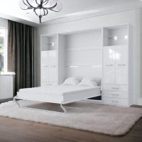 VVRHomes Contempo Vertical Wall Bed, European Queen Size With 2 Cabinets