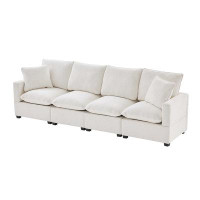 Latitude Run® 4 Seat Chenille Sectional Couch Set with 2 Pillows Included