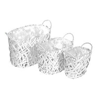 Bay Isle Home™ White Woven Wicker Oval Planter (Set Of 3)
