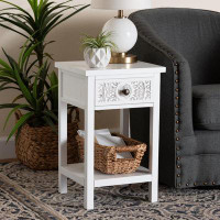 Langley Street Baxton Studio Macedo Classic And Traditional White Finished Wood 1-Drawer End Table
