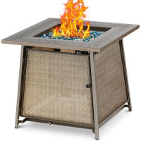 Latitude Run® Firepit Propane Gas Fire Pit Table, 28Inch Square Fire Table 50,000BTU With Cover Lid & Blue Fire Glass Fo