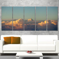Design Art Orange Clouds Colourful Sunset in Sky 5 Piece Photographic Print on Wrapped Canvas Set