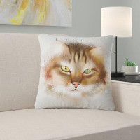 East Urban Home Animal Bold Cat Watercolor Sketch Pillow