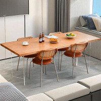 Orren Ellis 78.74" Burlywood Solid Wood Rectangular Dining Table