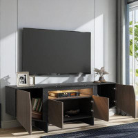 Latitude Run® Mid-century Modern TV Stand for Up to 70'' TV, With LED Light and Three Cabinets