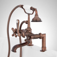 Signature Hardware Deck-Mount Telephone Faucet with Cross Handles and 6" Deck Couplers