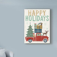 The Holiday Aisle® 'Holiday on Wheels III v2' Graphic Art Print on Wrapped Canvas