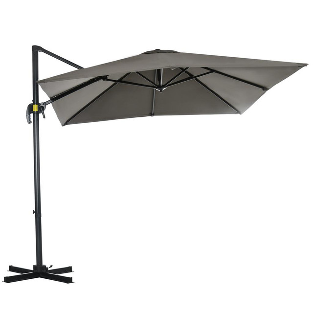 Patio Offset Umbrella 8' x 8' x 8' Light Grey in Patio & Garden Furniture - Image 2