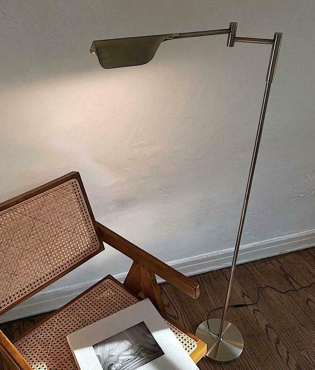 Mid Century Modern Gold Metal LED Floor Lamp Corner Standing Arc Table Desk Lamps in Indoor Lighting & Fans
