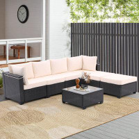 Latitude Run® Transform Your Patio: Luxurious 7-piece Outdoor Furniture Set With Sectional Sofa, Corner Chairs, Ottomans