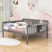 Harriet Bee Emary Full Size Wooden Daybed with Small Folding Table