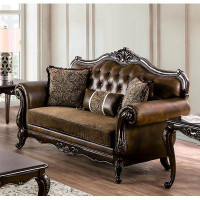Enitial Lab Granet Loveseat With Ornate Wood Design