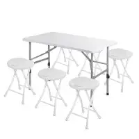 MoNiBloom Ensemble de 7 tables à cartes de 4 pi avec chaises, bureau pliant avec poignée et tabourets pliables pour la s