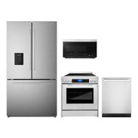 Cosmo 4 Piece Kitchen Package With 30" Over The Range Microwave 30" Freestanding Electric Range 24" Built-In Fully Integ