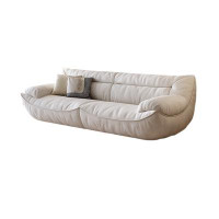Orren Ellis Minimalist cream style straight row sofa Technology velvet fabric sofa living Room small sofa