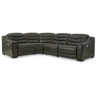 Signature Design by Ashley 105" Wide Faux Leather Symmetrial Reclining Corner Sectional