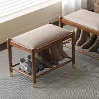 Hokku Designs 23.62" Nut-Brown Solid wood Upholstered Bench