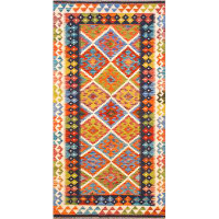 Pasargad Kilim One-of-a-Kind 3'5" x 6'8"' Area Rug in Green/Orange/White/Blue
