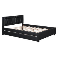 Red Barrel Studio Queen Size Upholstered Platform Bed With Headboard And Twin Size Trundle