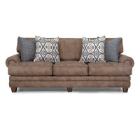 Ebern Designs Hattaway 101.5" Recessed Arm Sofa with Reversible Cushions in , Hazelnut
