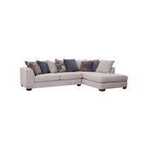 Latitude Run® Model 1AB55176E76C49A1A3BDCEAC38786EDF Casual Comfort Ivory Chenille Sectional Sofa with and 2 Accent Pill