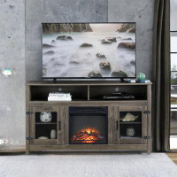 Gracie Oaks Farmhouse Tv Stand With Electric Fireplace