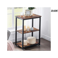 SR-HOME Tall End Side Table,Nightstand With 3-Tier Storage Shelf For Living Room Bedroom Office