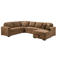 Hokku Designs 123.5"U-Shaped Sectional Sleeper Sofa With Pull Out Bed And Storage Chaise