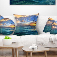 Made in Canada - East Urban Home Seashore Exotic Tropical Beach at Sunset Pillow