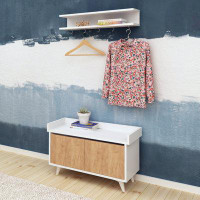 East Urban Home Brinkley Hall Tree with Bench and Shoe Storage