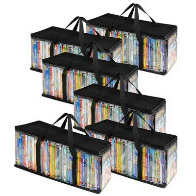 Made of PVC and polyester our media holder is perfect for storing dvd cases movies VHS tape sets vid...