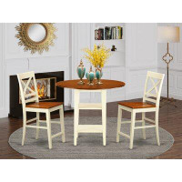 Winston Porter Aggappera Counter Height Drop Leaf Rubberwood Solid Wood Dining Set
