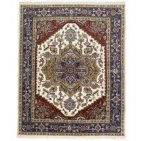 Darby Home Co Rennert Oriental Handmade Hand-Knotted Rectangle 7'9" x 9'8" Wool Area Rug in Blue