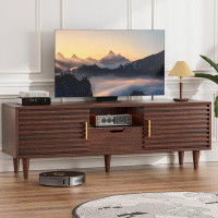 Ebern Designs Hadwin 59'' Media Centre Console, Mid Century Modern TV Stand with Drawer and 2 Storage Cabinets