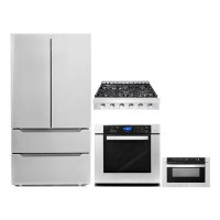 Cosmo 4 Piece Kitchen Package 36" Slide-in Gas Cooktop 30" Single Electric Wall Oven 24" Built-in Microwave Drawer & Ene