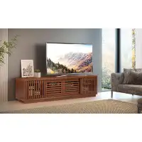 Furnitech 70" Contemporary Rustic TV Stand Media Console For Flat Screen And Audio Video Installations In American Red O
