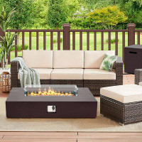 Latitude Run® Dainera 16.1" H x 56" W Cast Iron Propane Outdoor Fire Pit with Lid