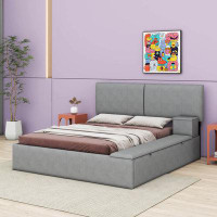 Latitude Run® Queen Size Upholstered Platform Bed With Lateral Storage Compartments And Thick Fabric