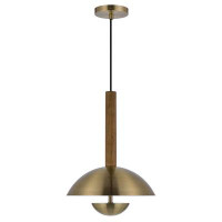 Everly Quinn Ambau 1 - Light Dome LED Pendant with Wood Accents