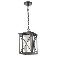 Gracie Oaks Armond Matte Black 1 -Bulb 15" H Outdoor Hanging Lantern