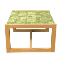 East Urban Home East Urban Home Leaves Coffee Table, Demonstration Of Various Plantation Leafy Items In Tones Of Green O