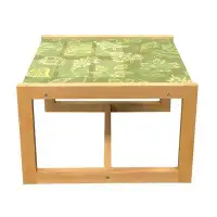 East Urban Home East Urban Home Leaves Coffee Table, Demonstration Of Various Plantation Leafy Items In Tones Of Green O