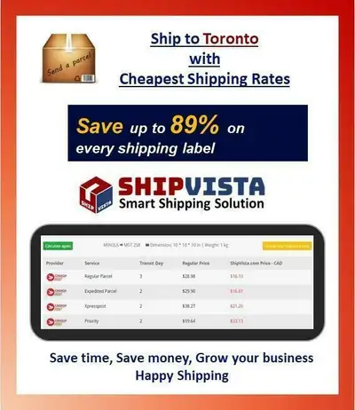 ShipVista provides the cheapest shipping rates for sending packages to Toronto . Whether you are an...