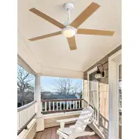 Wrought Studio 52 Inch Modern Ceiling Fan With 3 Speed Wind 5 Plywood Blades Remote Control AC Motor With Light