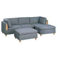 Latitude Run® Living Room Furniture Modular Sectional Set Steel Couch Wedges Armless Chair 5