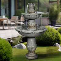 Alcott Hill 48.4-Inch 2Tier Outdoor Water Fountain with Submersible Pump for Patio